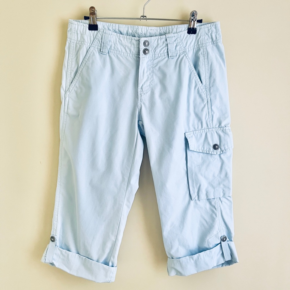 Vintage Gap Capri Pants Women's 2 Sky Blue Cargo Ripstop Pastel Y2K Utility